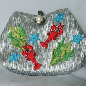 handmade Bags - Handmade silver retro purse w/ocean embellishments handmade Bags - Handmade silver retro purse w/ocean embellishments
